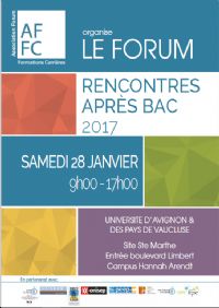 Forum Rencontres Après Bac. Le samedi 28 janvier 2017 à avignon. Vaucluse.  09H00